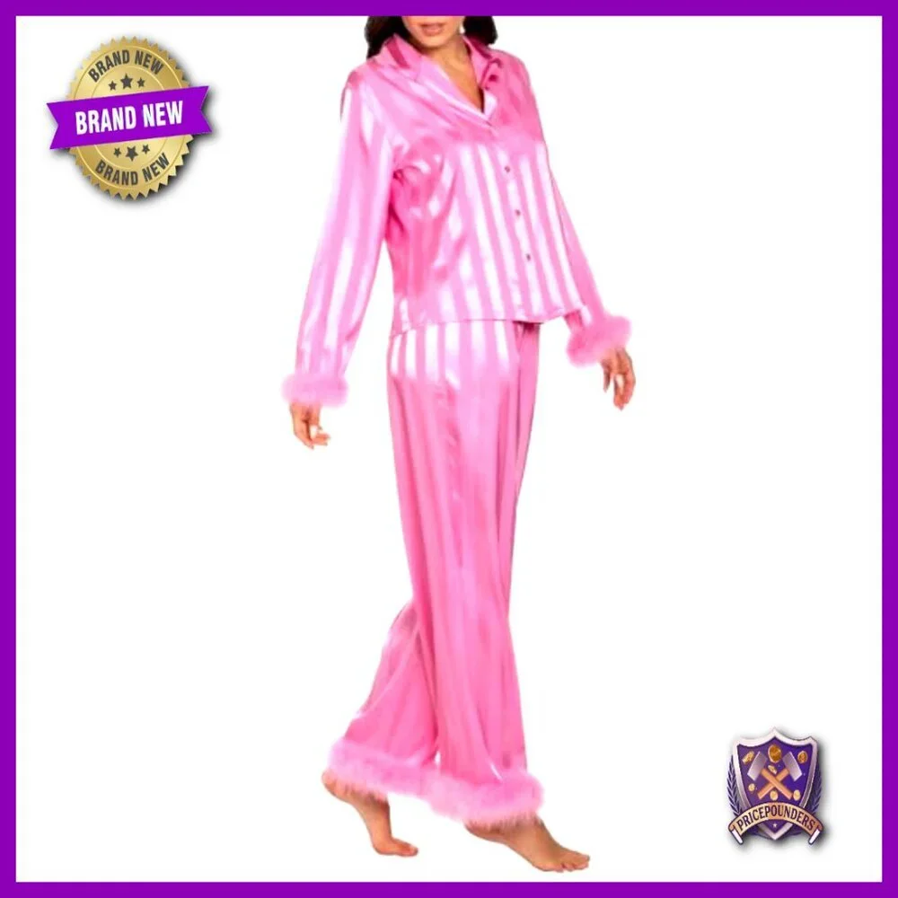 Silk Satin Pajama Set Long Sleeve Button Down Lounge Wear 2 Piece